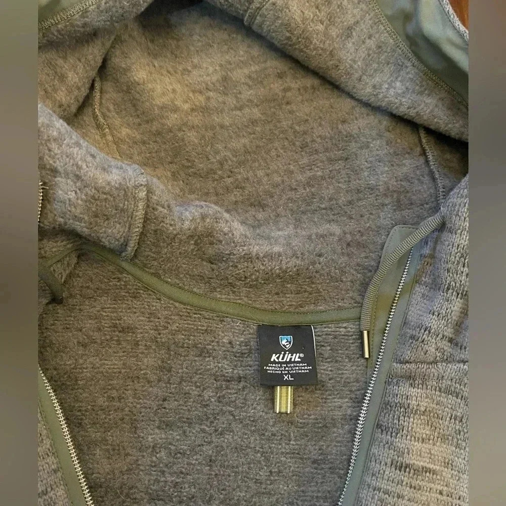 KUHL ASCENDYR Hooded fleece full zip jacket women’s XL layering green fleece - Picture 10 of 12